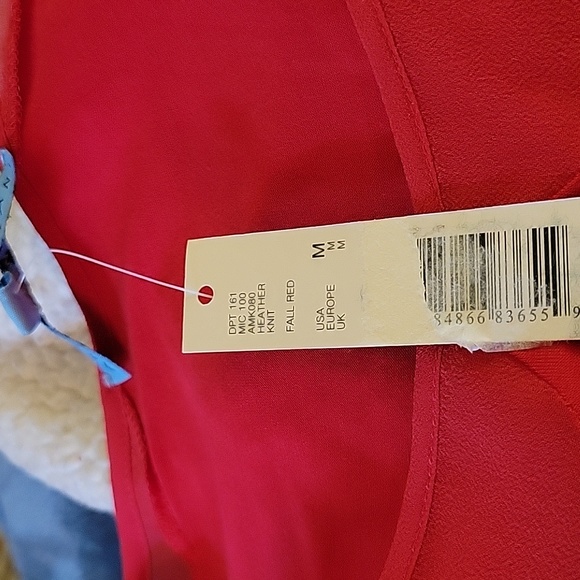 Antonio Melani red long sleeve top silk trim round neck stretch Size Medium NEW… - Picture 7 of 9